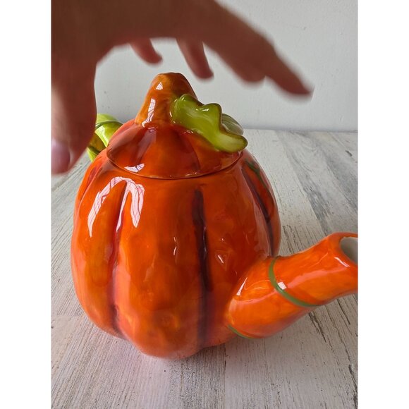 Anthromorphic pumpkin picture ceramic Halloween jack-o'-lantern unique fall deco - Picture 5 of 8